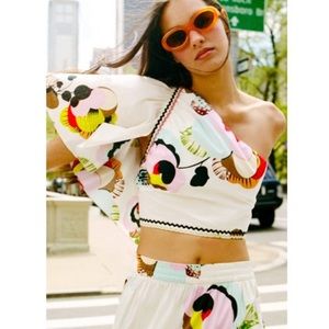 ZARA Woman Crop Floral Asymmetric Printed Top